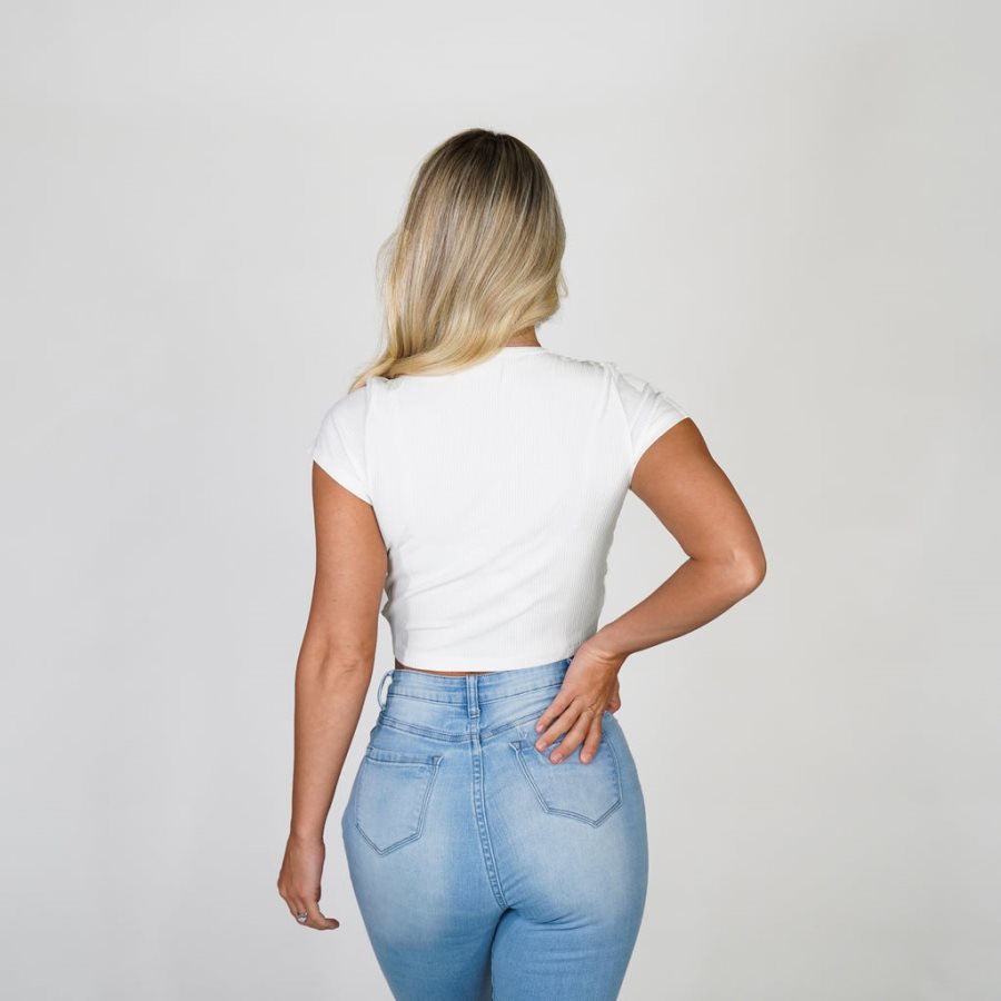 White Women's NVGTN Pulling Strings T Shirts Dubai | ckF4BJUi