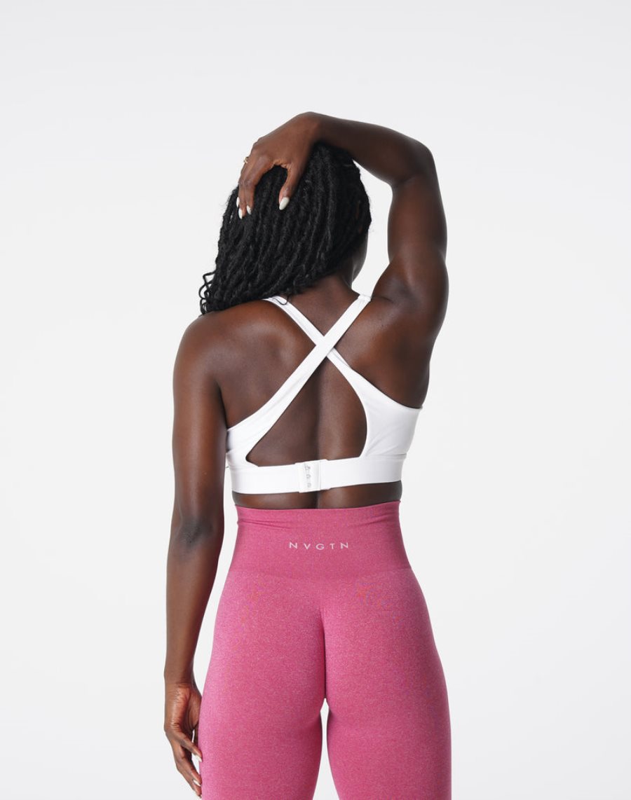 White Women's NVGTN Reveal Sports Bra Dubai | knY8aySN