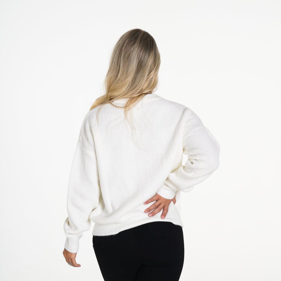 White Women's NVGTN Snowy Nights Oversized Sweaters Dubai | 0HRbtcM9