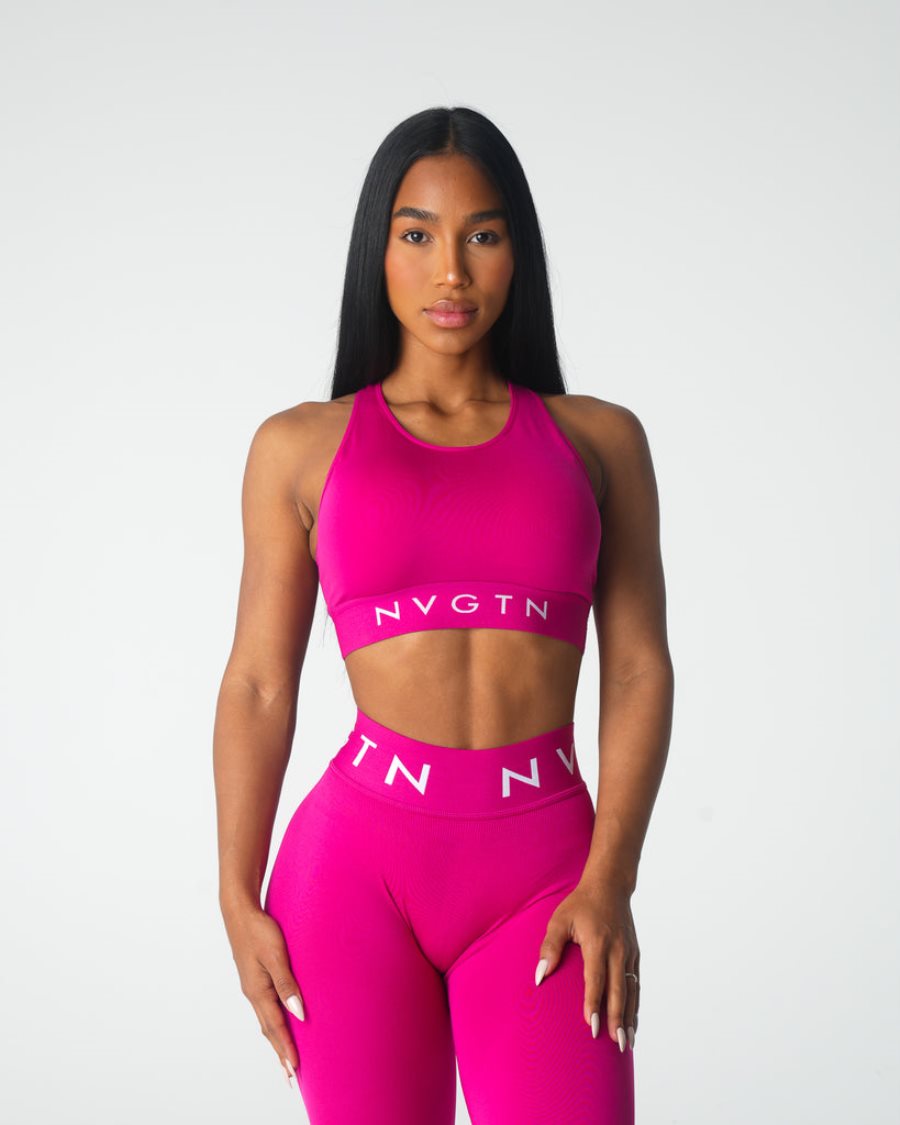 White Women\'s NVGTN Trilogy Sport Seamless Sports Bra Dubai | 3AgWWhQW