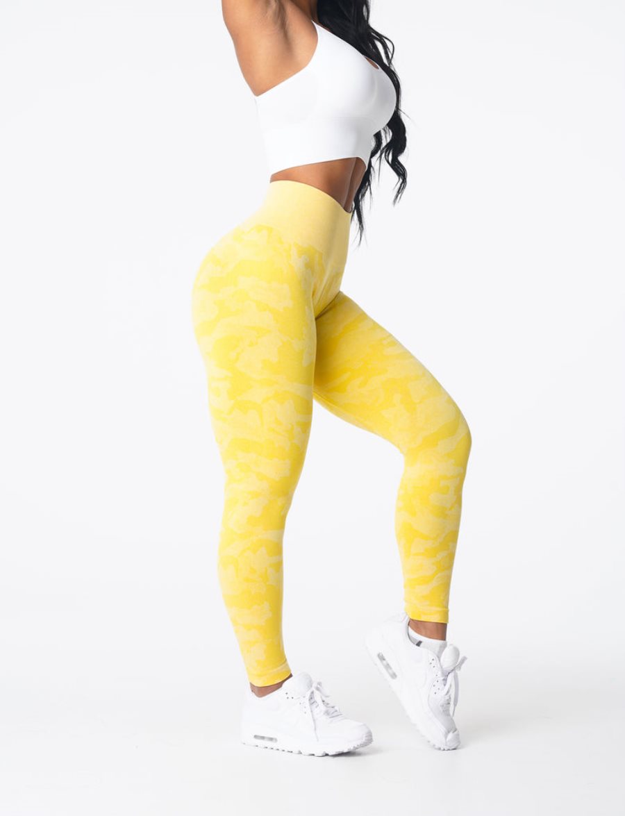 Yellow Women's NVGTN Camo Seamless Leggings Dubai | Rd8ayyhy