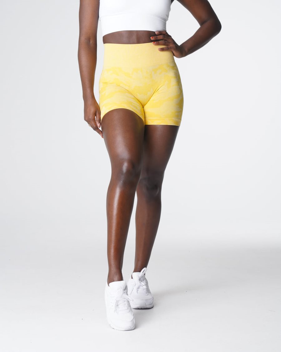 Yellow Women's NVGTN Camo Seamless Shorts Dubai | npXE22OK