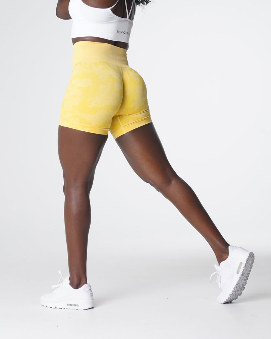 Yellow Women\'s NVGTN Camo Seamless Shorts Dubai | npXE22OK