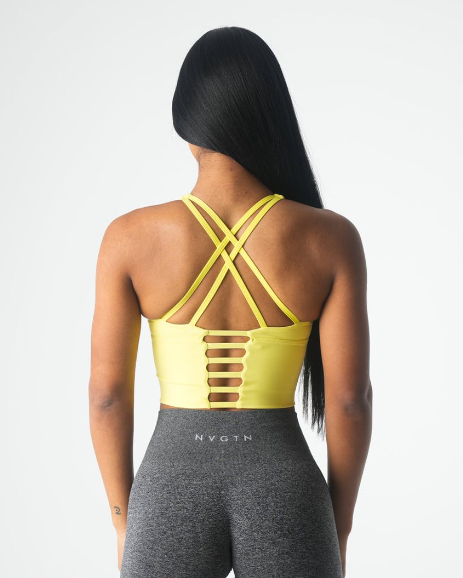 Yellow Women's NVGTN Matrix Sports Bra Dubai | 577YTNFG