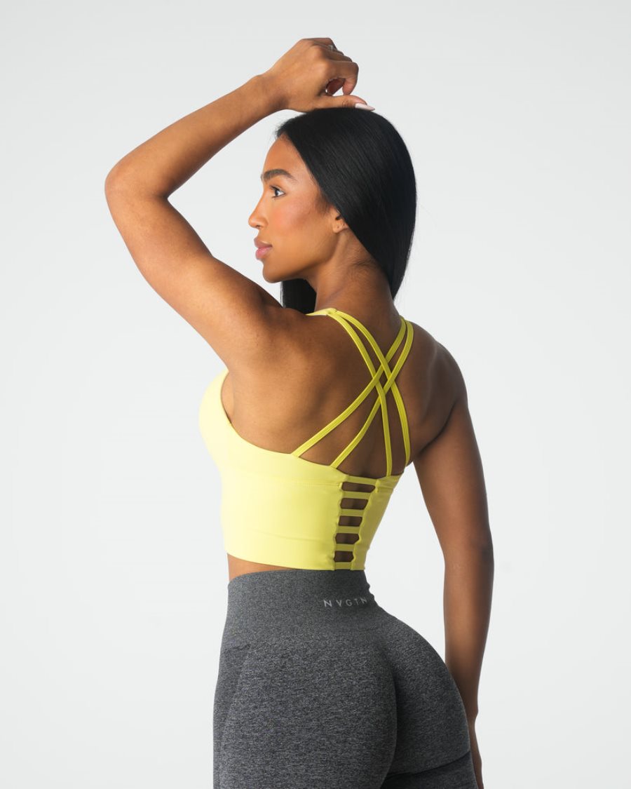 Yellow Women\'s NVGTN Matrix Sports Bra Dubai | 577YTNFG