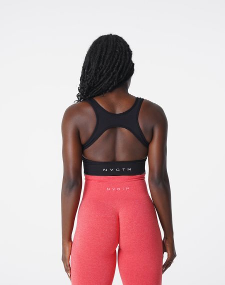 Black Women's NVGTN Eclipse Seamless Sports Bra Dubai | YVxZfDvT