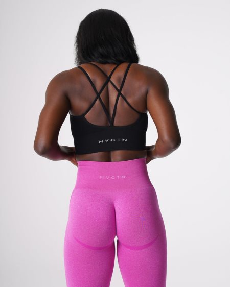 Black Women's NVGTN Flourish Seamless Sports Bra Dubai | 9pRSoY1G