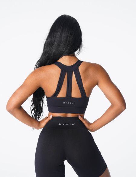 Black Women's NVGTN Trio Sports Bra Dubai | GwYN2O3N