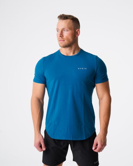 Blue Men's NVGTN Pulse Fitted T Shirts Dubai | SY6JLoUd