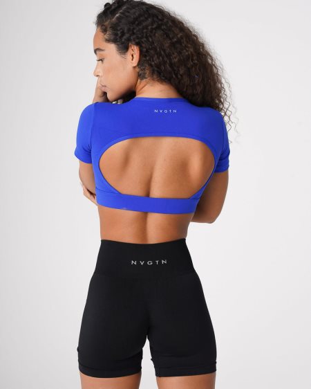 Blue Women's NVGTN Open Back T Shirts Dubai | f1CQ3K7L