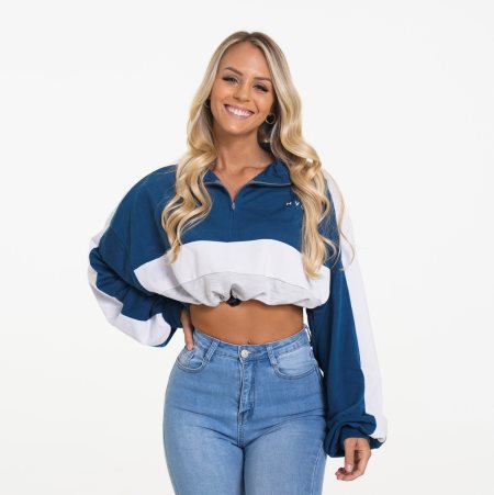 Blue Women's NVGTN Oversized Cropped Pullover Dubai | 2J5z0FlB