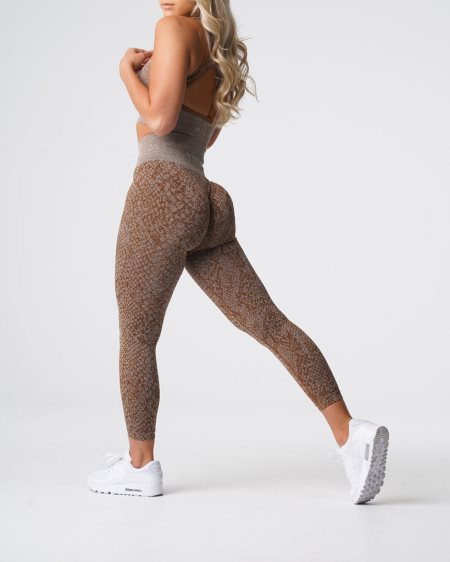 Brown Women's NVGTN Snakeskin Seamless Leggings Dubai | oEDVj42w