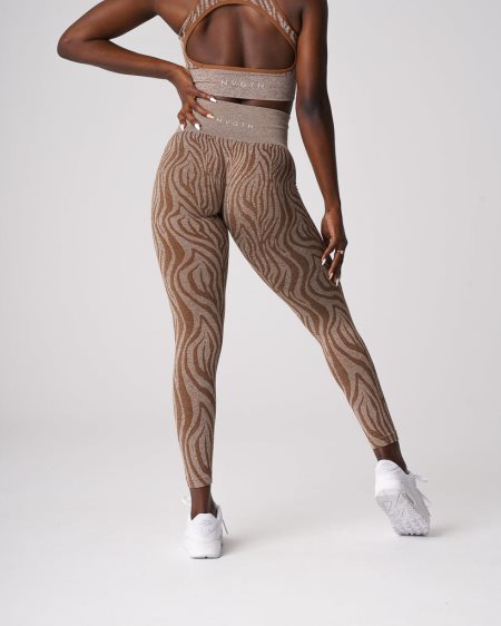 Brown Women's NVGTN Zebra Seamless Leggings Dubai | 1WvxMdHw