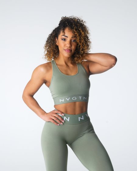 Green Women's NVGTN Legacy Sport Seamless Sports Bra Dubai | EMQhaLDD