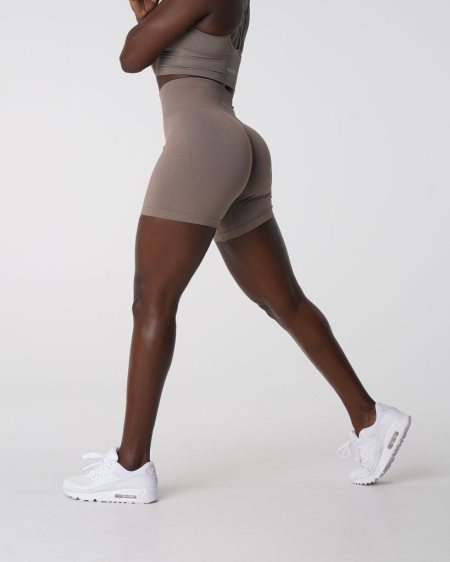 Grey Brown Women's NVGTN Solid Seamless Shorts Dubai | vyEDRBzp