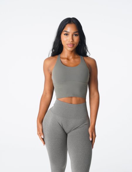 Khaki Green Women's NVGTN Matrix Sports Bra Dubai | 0t1kCsxM