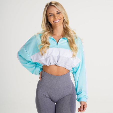 Light Turquoise Women's NVGTN Oversized Cropped Pullover Dubai | MNK7e8jm