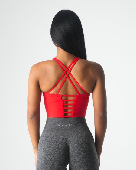 Red Women's NVGTN Matrix Sports Bra Dubai | KepaNQhm