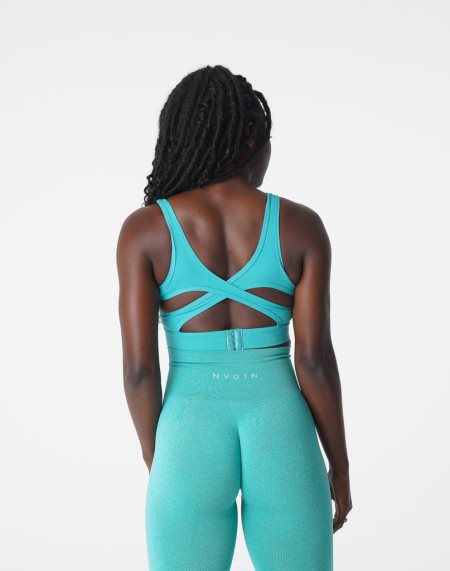 Turquoise Women's NVGTN Allure Sports Bra Dubai | 6mTuWAQk