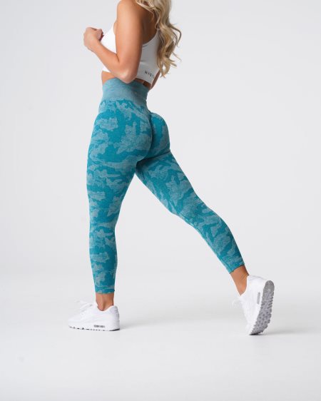 Turquoise Women's NVGTN Camo Seamless Leggings Dubai | j4zJ5zjx