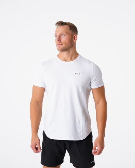 White Men's NVGTN Pulse Fitted T Shirts Dubai | BbZgIjVA