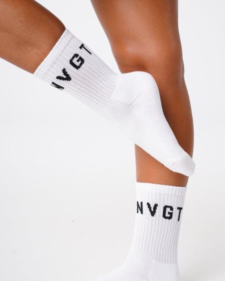 White Women's NVGTN Crew Socks Accessories Dubai | YocZssQ5