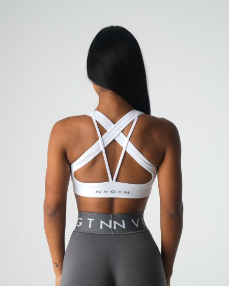 White Women's NVGTN Inspire Seamless Sports Bra Dubai | tGo0qnaT