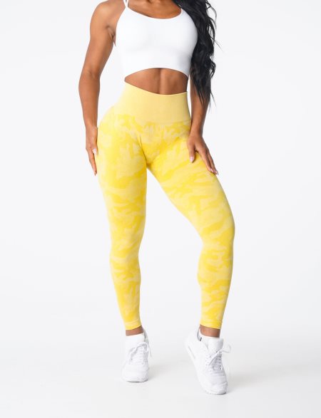 Yellow Women's NVGTN Camo Seamless Leggings Dubai | Rd8ayyhy