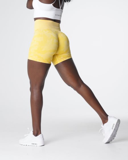 Yellow Women's NVGTN Camo Seamless Shorts Dubai | npXE22OK